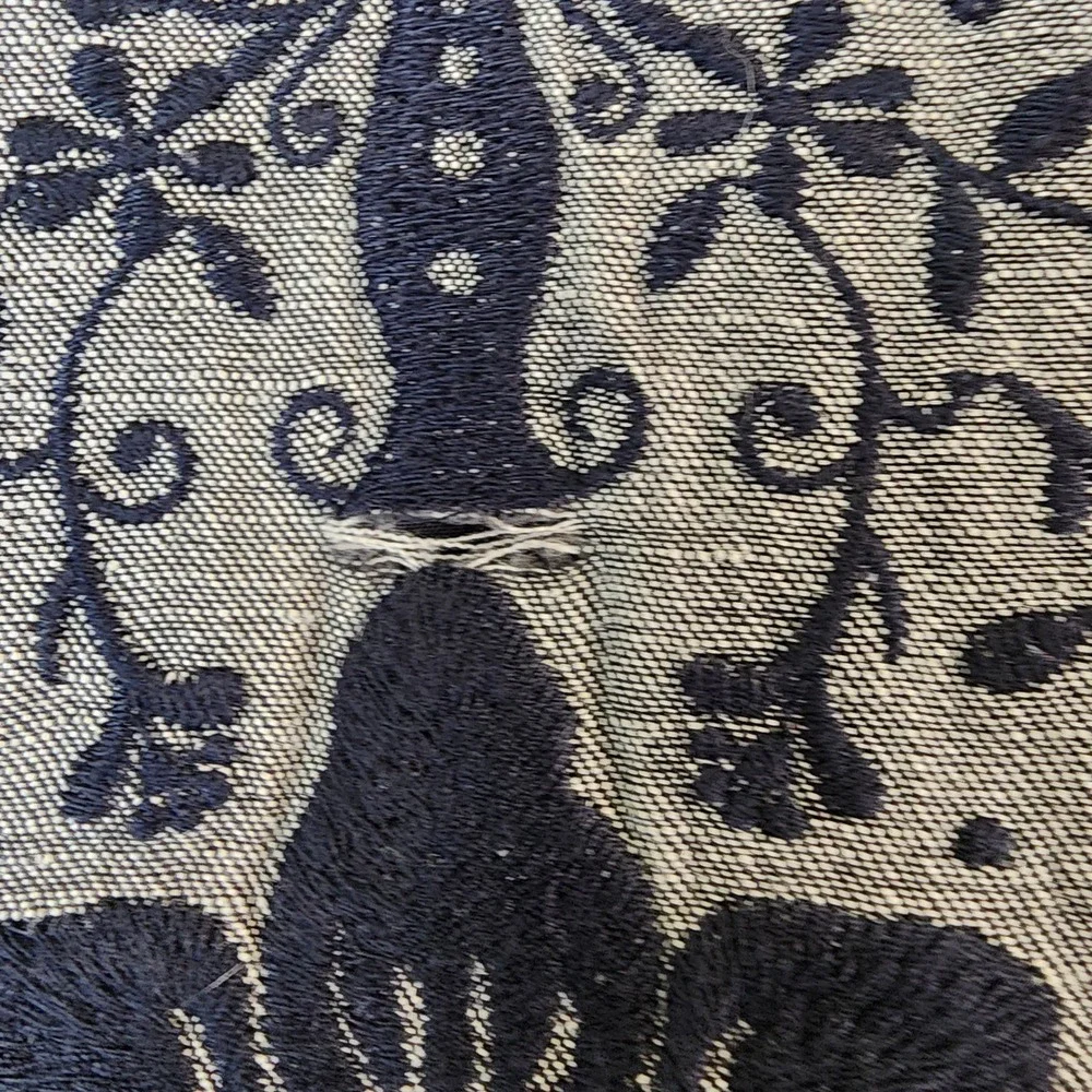 Next Petite Skirt Womens XL Grey Navy Blue Floral Embroidered Linen Blend